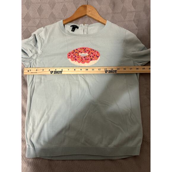 Talbots Petite Medium Light Blue Donut Spinkles Coton Blend Zipper Detail - Picture 4 of 5